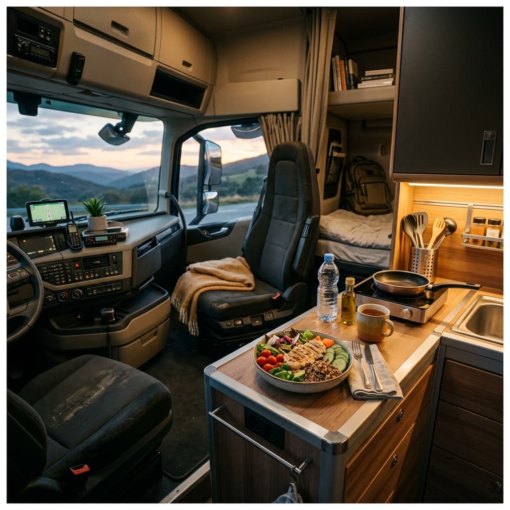 Cocinar en Cabina: Menús Saludables y Recetas Fáciles para Camioneros 2026